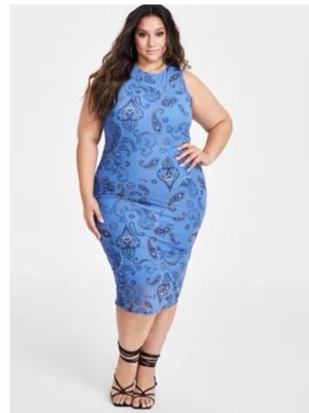 Nina Parker Paisley‎ Printed Mesh Midi Dress NWT